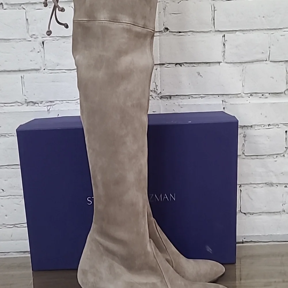 Stuart Weitzman Tiemodel Suede Leather Over-the-knee Boots In Taupe - NWT/NIB